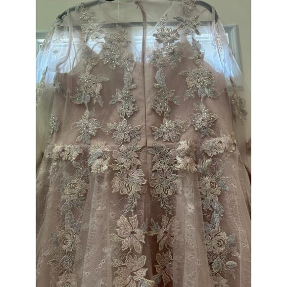 Mac Duggal 30681 Sheer Neckline Illusion Sleeve Dress in Lilac Size 16 NWT - Picture 10 of 12